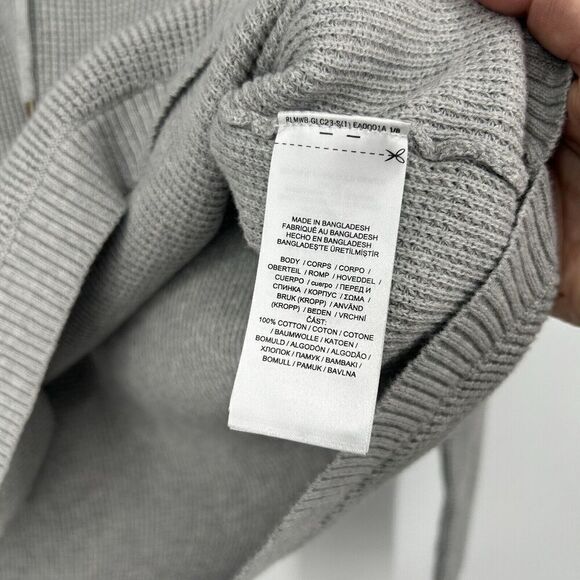 LRL Lauren Ralph Lauren Gray Waffle Knit Sweater Top Funnel Neck Drawstring Sz M - Picture 10 of 10